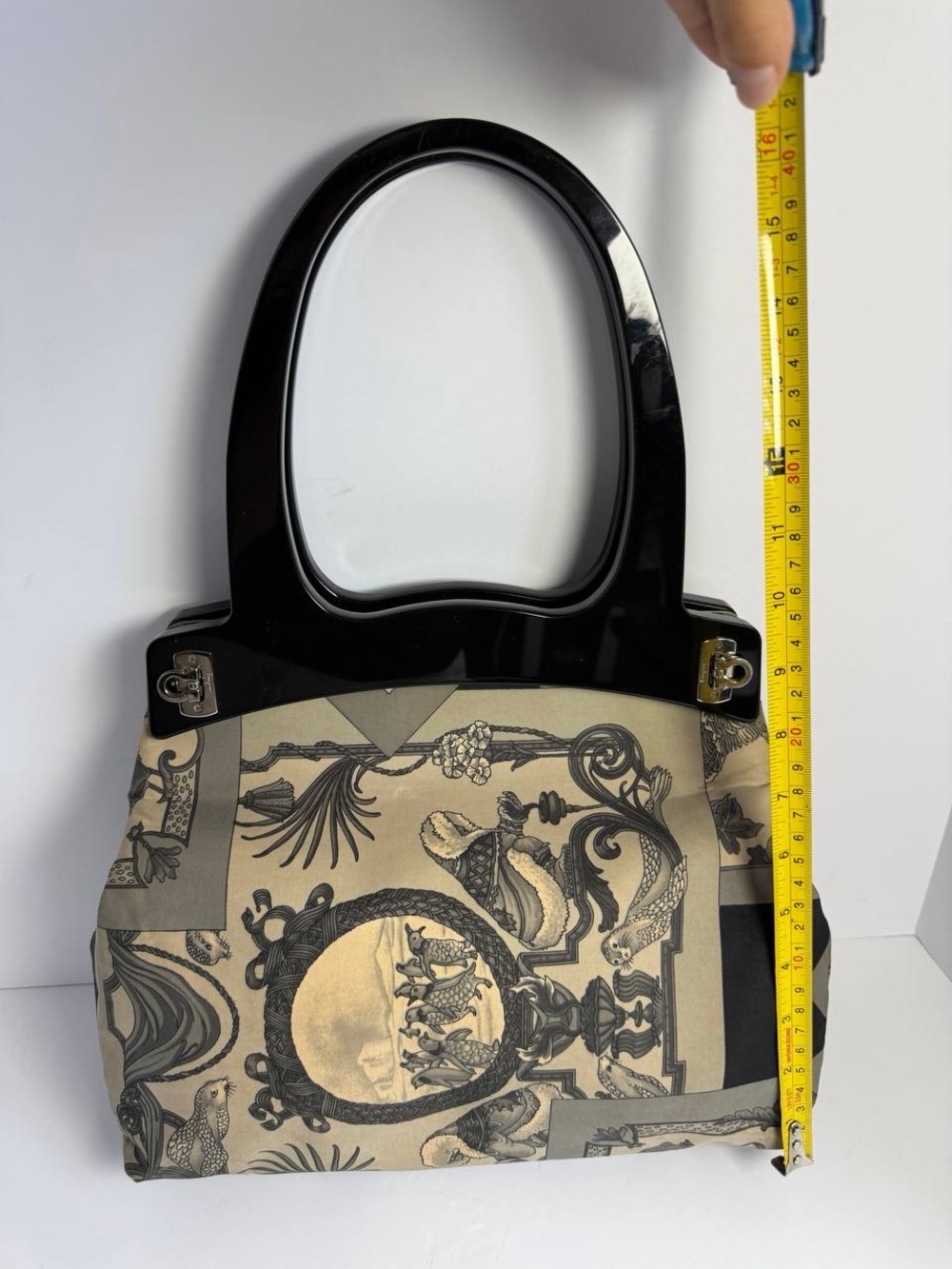Salvatore Ferragamo Convertible Archival Scarf-Print Canvas Top Handle Bag - Picture 3 of 15